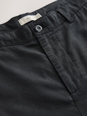 Preto - Ajuste cônico regular - Calças chino de linho e algodão - Imagem 10 de 11
