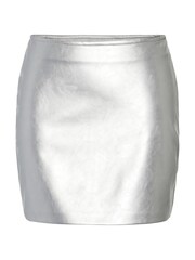 PIECES Grey Silver PU Mini Skirt - Image 6 of 7