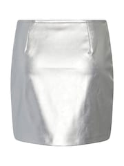 PIECES Grey Silver PU Mini Skirt - Image 7 of 7