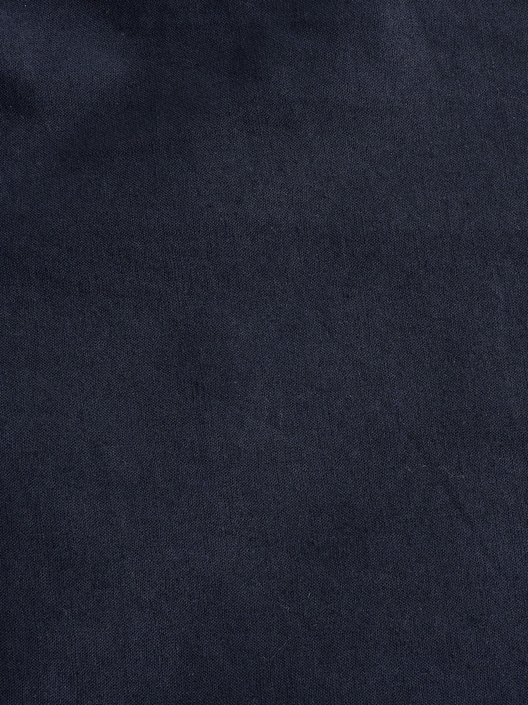 Navy Blue Regular Tapered Fit Linen Cotton Chino Trousers - Image 7 of 9