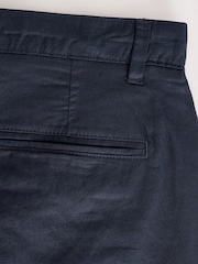Navy Blue Regular Tapered Fit Linen Cotton Chino Trousers - Image 8 of 9