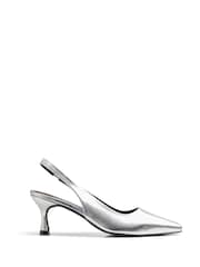 PIECES Metallic Slingback Court Heeled Sandals - Image 1 of 2