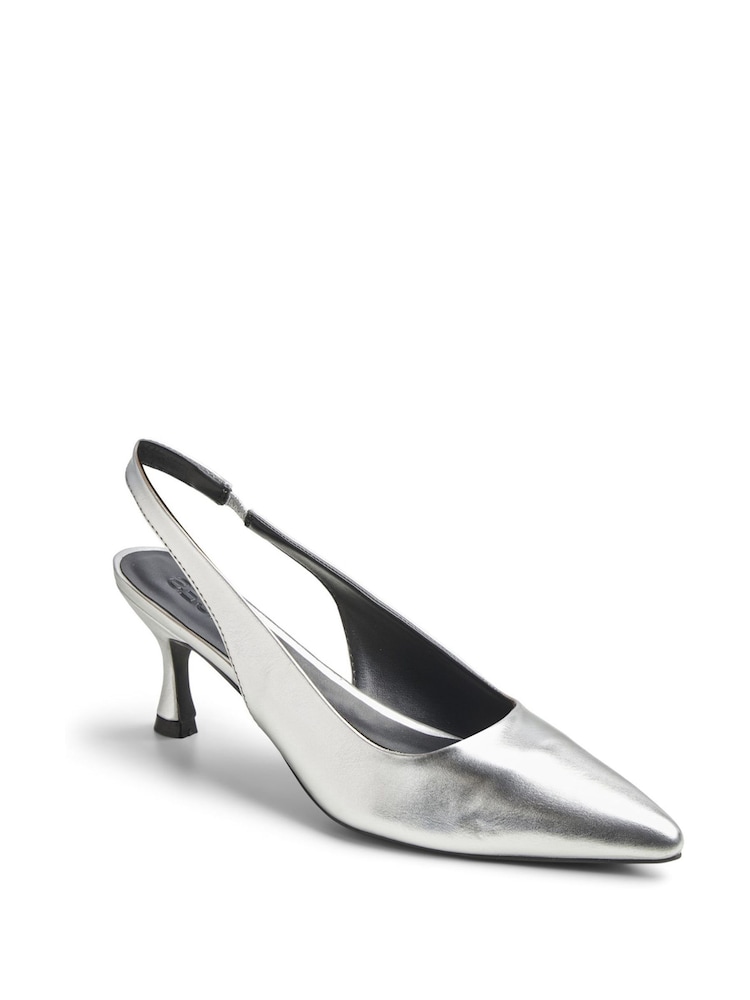 PIECES Metallic Slingback Court Heeled Sandals - Image 2 of 2