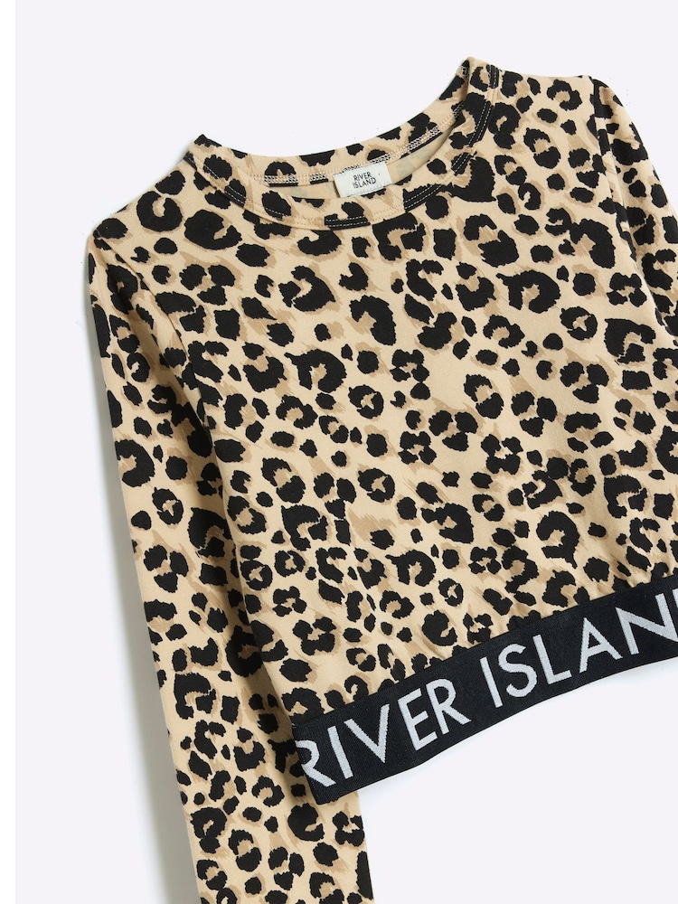 River Island Cream Girls Animal Print 100% Cotton Top - Image 2 of 3 River Island Cream Girls Animal Print 100% Cotton Top - Image 2 of 3