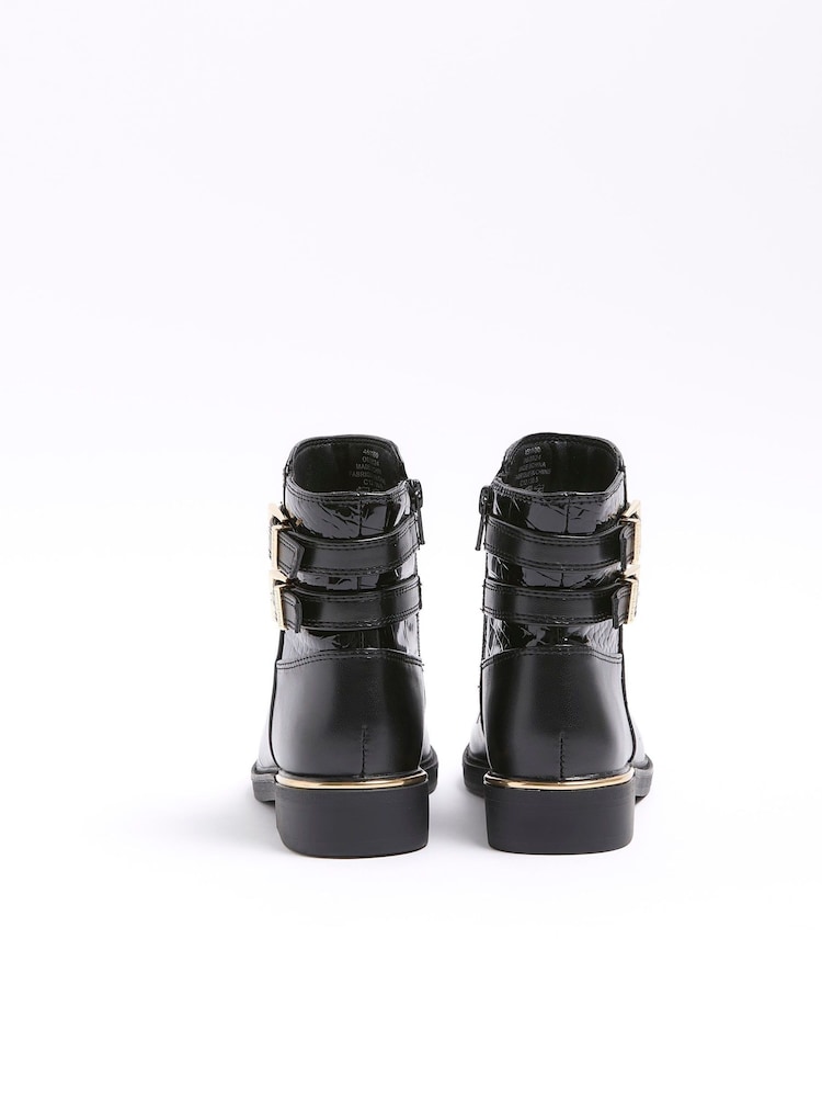 River Island Black Girls Buckle Riding Boots - Image 2 of 4