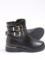 River Island Black Girls Buckle Riding Boots - Image 3 of 4