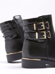 River Island Black Girls Buckle Riding Boots - Image 4 of 4