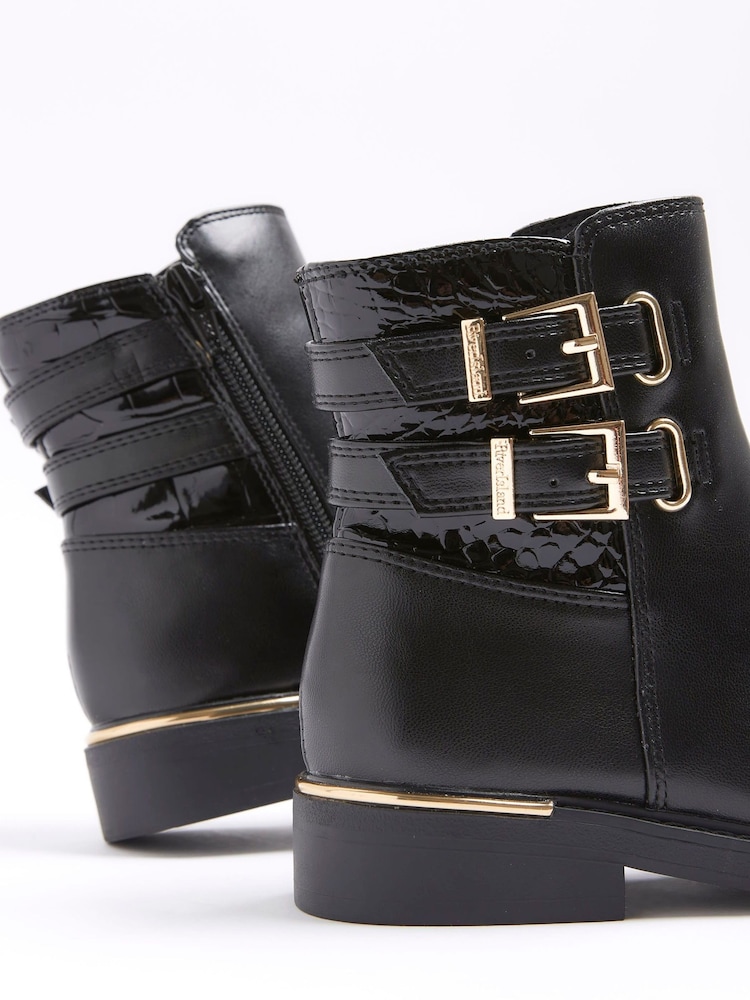 River Island Black Girls Buckle Riding Boots - Image 4 of 4