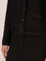 Adrianna Papell Long Sleeve Fray Trim Cardigan Black Sweater With Pockets - Image 5 of 7