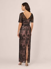 Adrianna Papell Studio Sequin Lace Mermaid Black Dress - Image 2 of 7