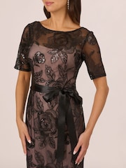 Adrianna Papell Studio Sequin Lace Mermaid Black Dress - Image 4 of 7