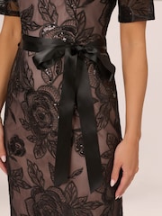 Adrianna Papell Studio Sequin Lace Mermaid Black Dress - Image 5 of 7