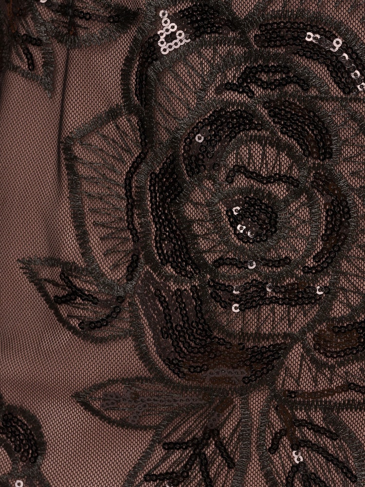 Adrianna Papell Studio Sequin Lace Mermaid Black Dress - Image 7 of 7