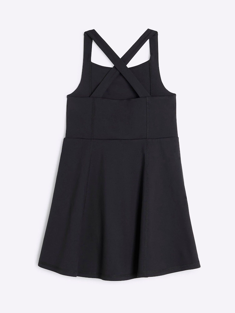 River Island Black Girls Active Skater 100% Cotton Dress - Image 1 of 3