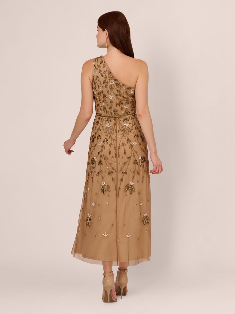 Adrianna Papell Metallic Beaded Ankle Length Dress - Image 2 of 7 Adrianna Papell Metallic Beaded Ankle Length Dress - Image 2 of 7