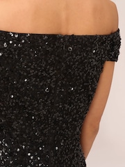 Adrianna Papell Off Shoulder Bead Black Dress - Image 5 of 7