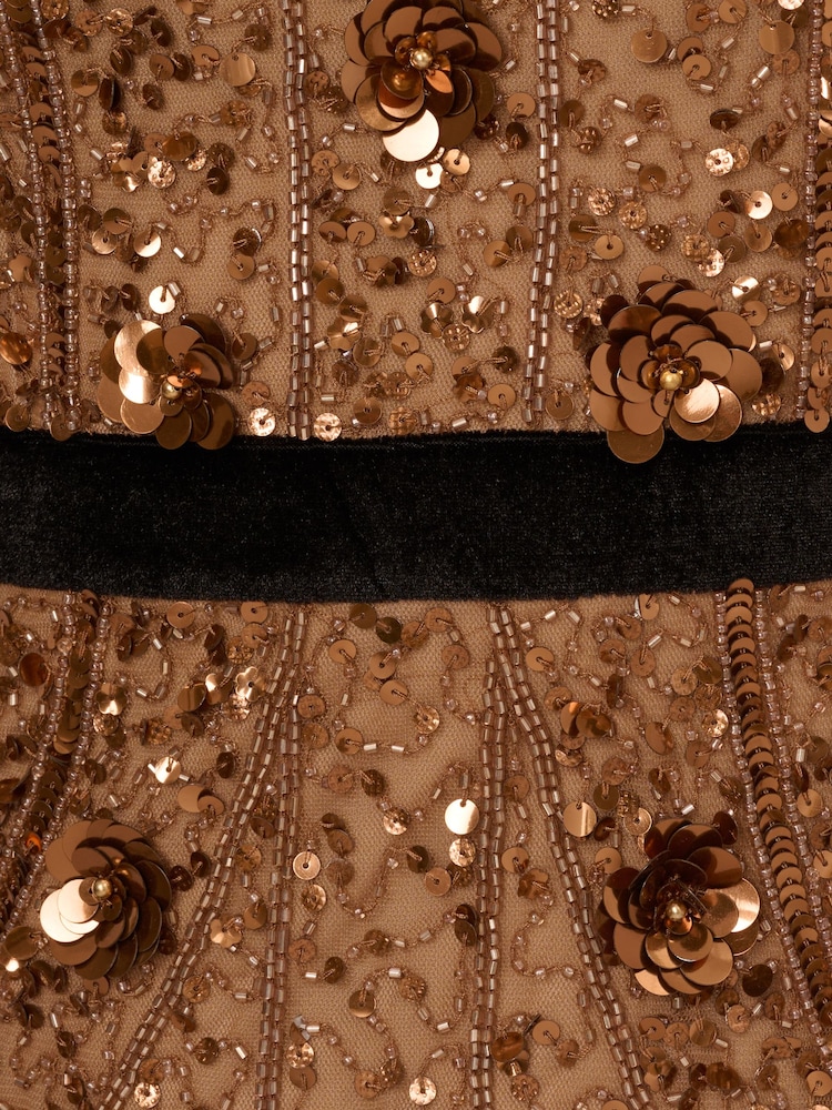 Adrianna Papell Metallic Beaded Halter Long Dress - Image 7 of 7