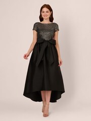 Adrianna Papell Studio Sequin High Low Black Dress - Image 1 of 7