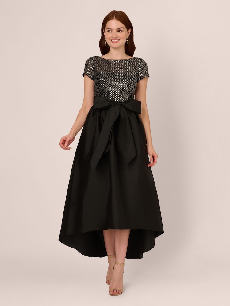 Adrianna Papell Studio Sequin High Low Black Dress - Image 1 of 7