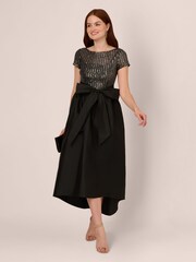 Adrianna Papell Studio Sequin High Low Black Dress - Image 3 of 7