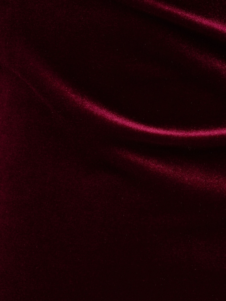 Adrianna Papell Red Velvet Asymmetric Dress - Image 7 of 7