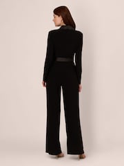 Adrianna Papell Jersey Combo Tuxedo Black Jumpsuit - Imagen 2 de 7