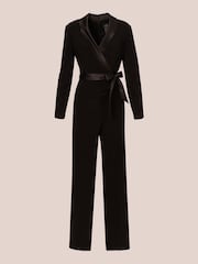 Adrianna Papell Jersey Combo Tuxedo Black Jumpsuit - Imagen 6 de 7