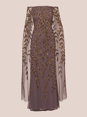 Adrianna Papell Purple Bead Cape Long Dress - Image 6 of 7