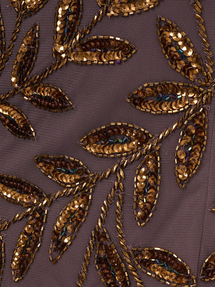 Adrianna Papell Purple Bead Cape Long Dress - Image 7 of 7