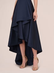Adrianna Papell Blue Mikado High Low Gown - Image 4 of 7