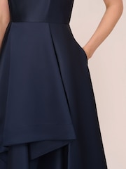 Adrianna Papell Blue Mikado High Low Gown - Image 5 of 7