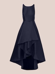Adrianna Papell Blue Mikado High Low Gown - Image 6 of 7