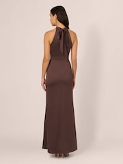 Adrianna Papell Slim Halter Column Brown Gown - Image 2 of 7