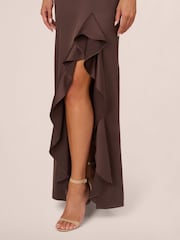 Adrianna Papell Slim Halter Column Brown Gown - Image 5 of 7