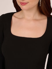 Adrianna Papell Beaded Crepe Bell Sleeve Black Dress - Image 5 of 7