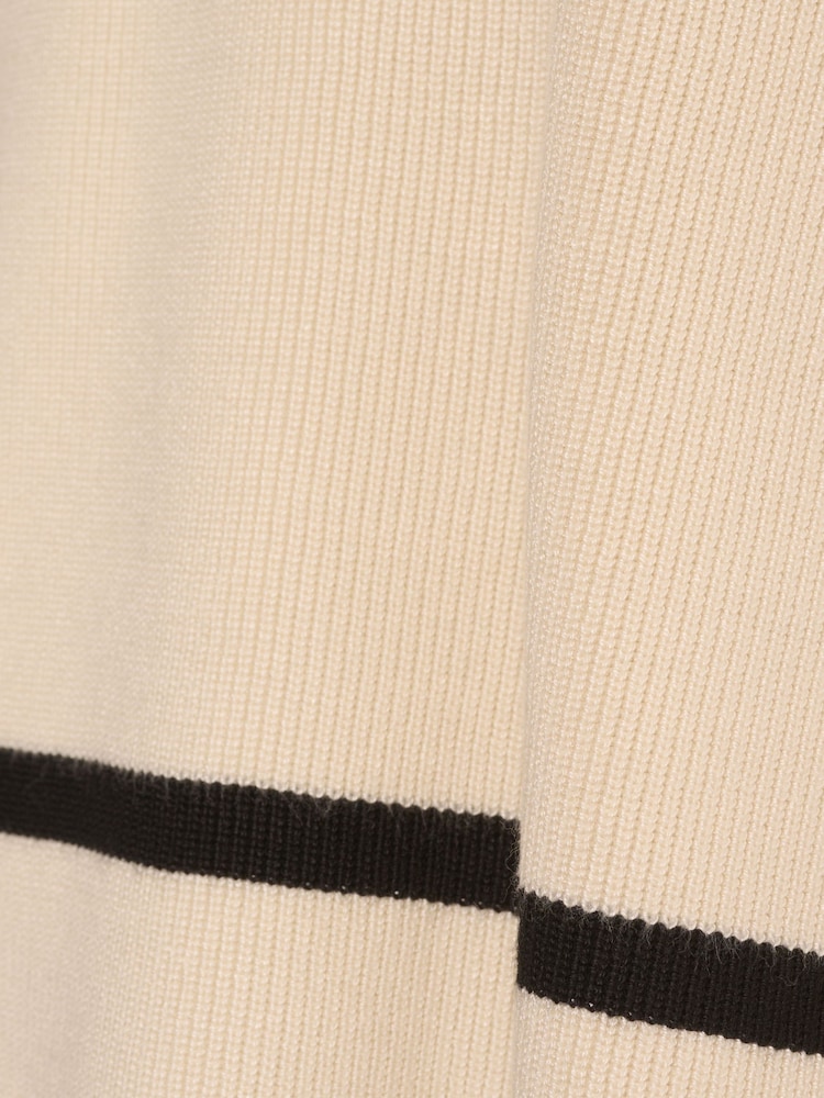 Adrianna Papell Cream Droppped Shoulder Crew Neck Tipped Sweater With Side Buttons - Image 7 of 7