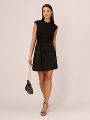 Adrianna Papell Ponte Combo Short Black Dress - Image 3 of 7