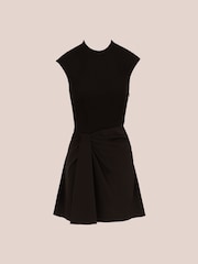 Adrianna Papell Ponte Combo Short Black Dress - Image 6 of 7