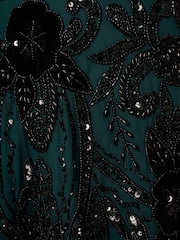 Adrianna Papell Green Velvet Beaded Mesh Dress - Image 7 of 7