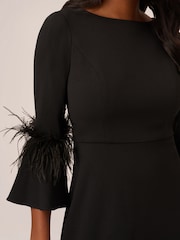 Adrianna Papell Stretch Crepe Feather Black Dress - Image 5 of 7