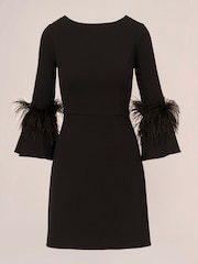 Adrianna Papell Stretch Crepe Feather Black Dress - Image 6 of 7