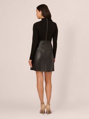 Adrianna Papell Ponte Faux Leather Black Dress - Image 2 of 7
