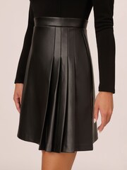 Adrianna Papell Ponte Faux Leather Black Dress - Image 6 of 7