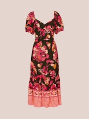 Adrianna Papell Green Printed Puff Sleeve Dress - Image 6 of 7