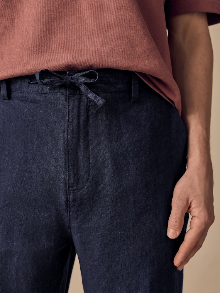 marine - Coupe fuselée régulière - Pantalon chino Signature 100% lin - Image 7 of 11