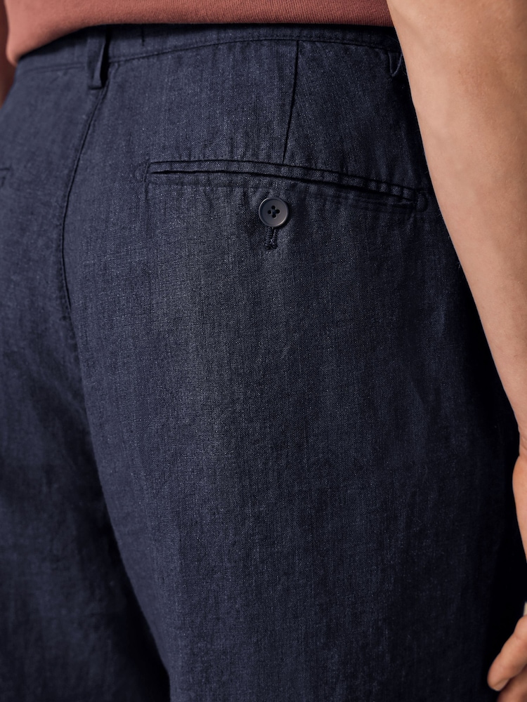 marine - Coupe fuselée régulière - Pantalon chino Signature 100% lin - Image 8 of 11