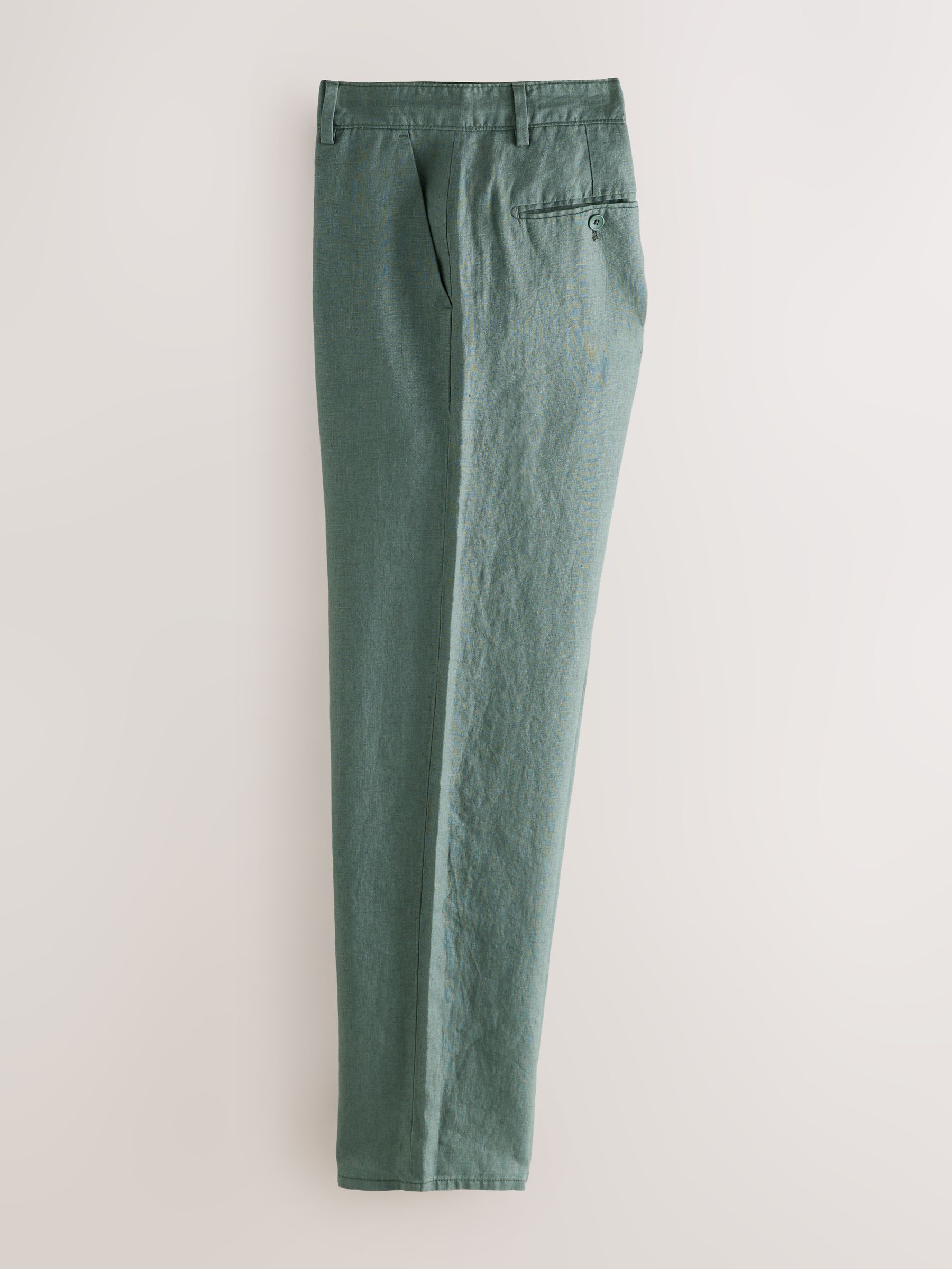 Buy Sage Green Regular Tapered Fit 100% Linen Signature Chino