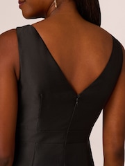 Adrianna Papell Mikado Flounce Shirred Black Gown - Image 5 of 7