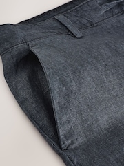 Charcoal Grey Regular Tapered Fit 100% Linen Signature Chino Trousers - Image 11 of 13