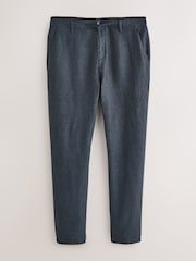 Charcoal Grey Regular Tapered Fit 100% Linen Signature Chino Trousers - Image 9 of 13